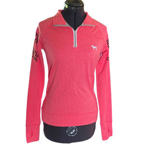Victoria’s Secret PINK Womens XS Bright Pink Quarter Zip Athletic Thumb Holes